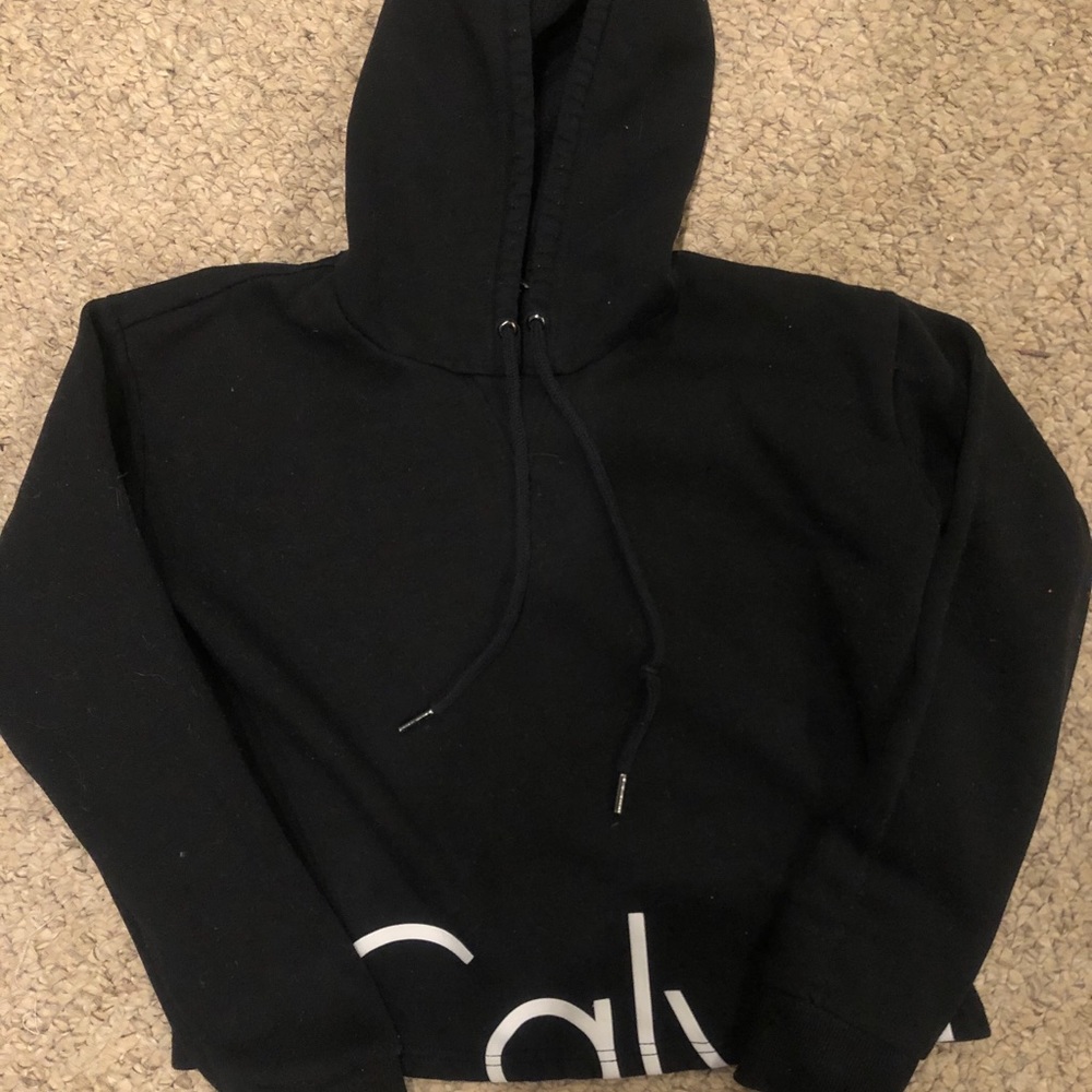 Calvin Klein cropped hoodie black size medium
